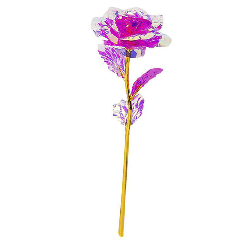 Wholesale of 10pcs Valentine's Day 24k Gold Foil Luminous Plastic Roses
